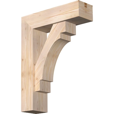 Ekena Millwork Merced Block Smooth Bracket w/ Offset Brace, Douglas Fir, 7 1/2"W x 26"D x 34"H BKT0806X26X34MRC05SDF